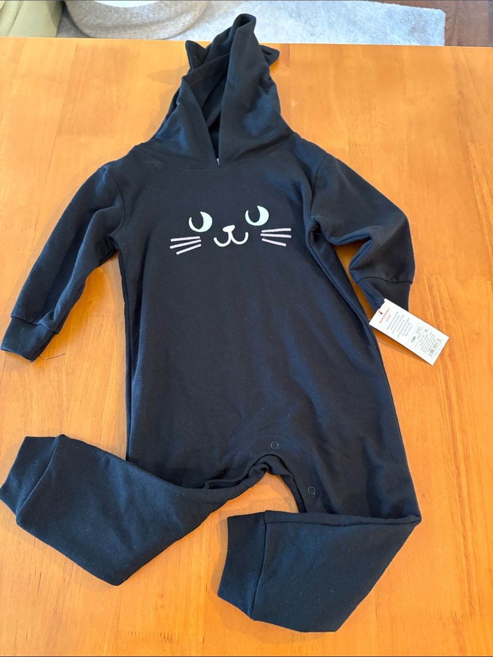Baby Black Cat Hooded One-Piece Romper